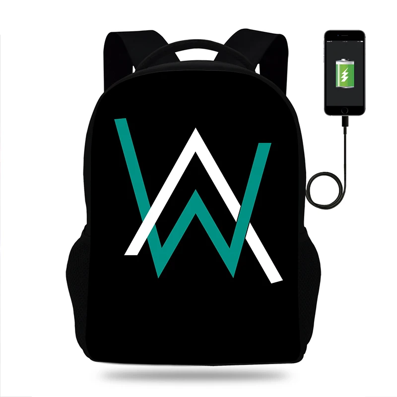 Детская сумка ALan Walker Oxford с USB зарядкой рюкзак для мальчиков школьный модный