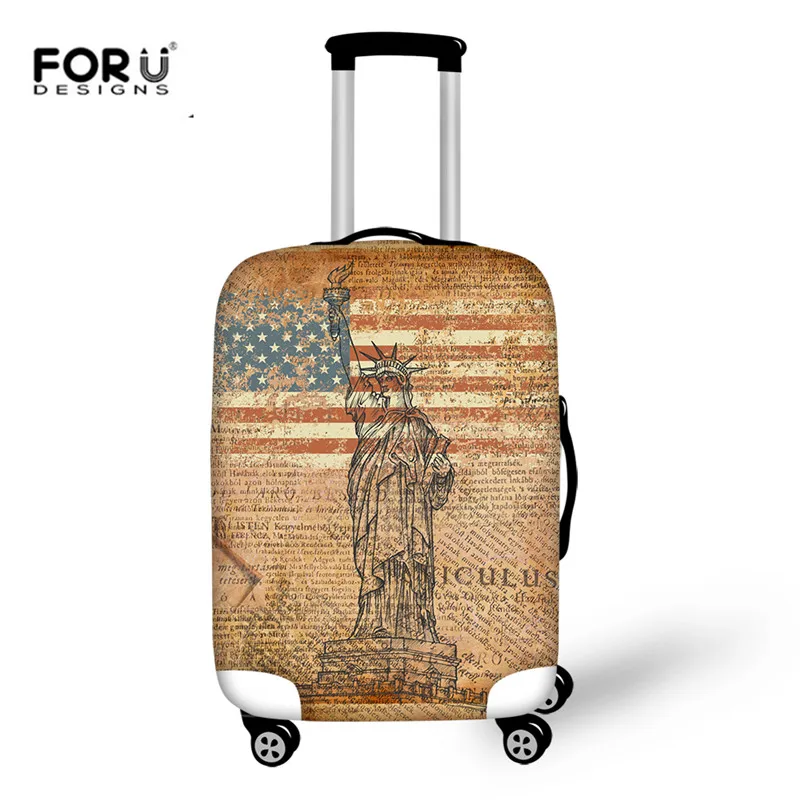 FORUDESIGNS Vintage Style Suitcase Protective Covers USA Flags