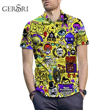 

Gersri Summer Shirt Men Casual Short Sleeve Men's Cartoon Design Shirts Hawaii Casual Male Print Beach Holiday Camisa Big Size