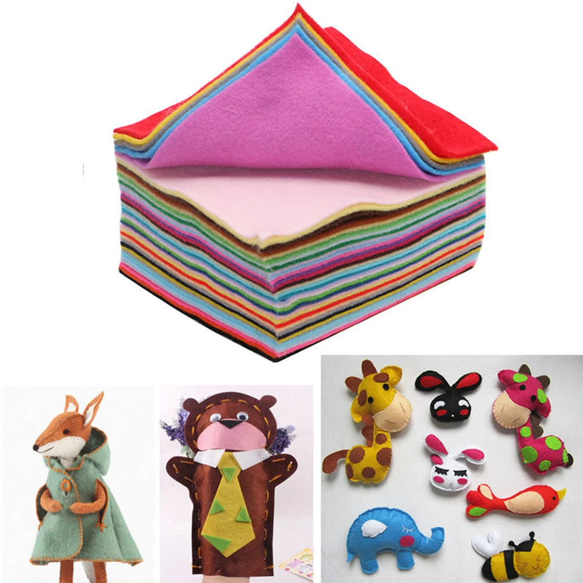 40pcs Multicolor Soft Felt Sheets DIY Craft Polyester Fabric 150mm