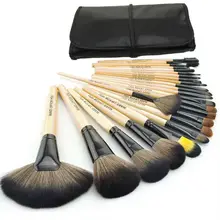 24Pcs Wood Makeup Brushes Kit Professional Cosmetic Make Up Beauty Tool Makeup Brush Set WIth PU Leather Pouch Bag #hzs