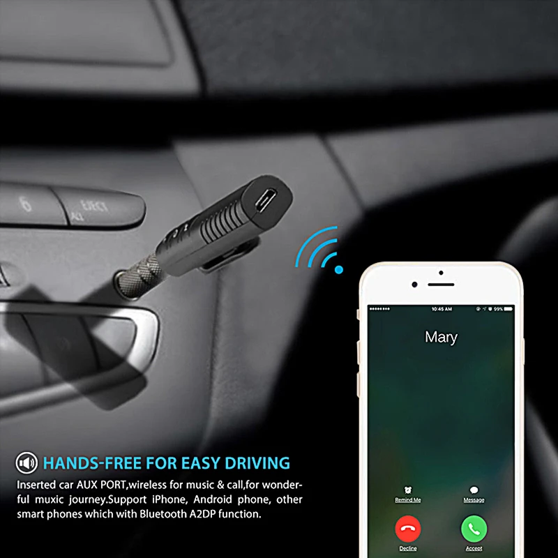

3.5mm Car Bluetooth Kit Audio Receiver Sticker For Toyota Corolla Avensis Yaris Rav4 Auris Hilux Prius Prado Camry Celica Reiz