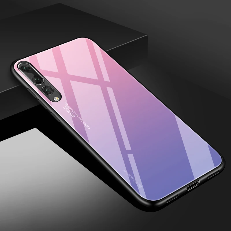 Градиентный чехол из закаленного стекла для huawei P20 Pro P20 Lite P30 8X стеклянный чехол для huawei Honor 8X P 20 P30 P20Lite защитный чехол - Цвет: 02