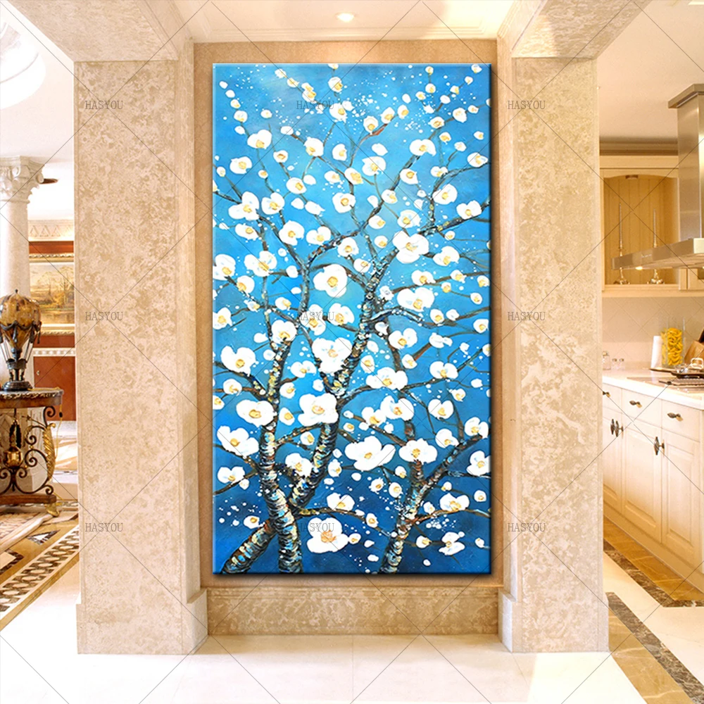 Modern-Blue-Art-Almond-Blossoms-Oil-Painting-on-Canvas-Hand-Painted-Tree-Wall-Mural-Picture-Decoration (1)