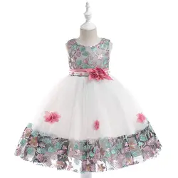 MQATZ/Модное бальное платье в европейском стиле для девочек, милое кружевное платье принцессы без рукавов с цветочным рисунком для девочек
