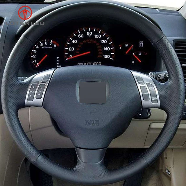 Lqtenleo Black Artificial Leather Hand Sched Car Steering Wheel Lqtenleo Black Artificial Leather Hand Sched Car Steering Wheel Cover For Honda Accord 7 2002 2005 3 Spoke