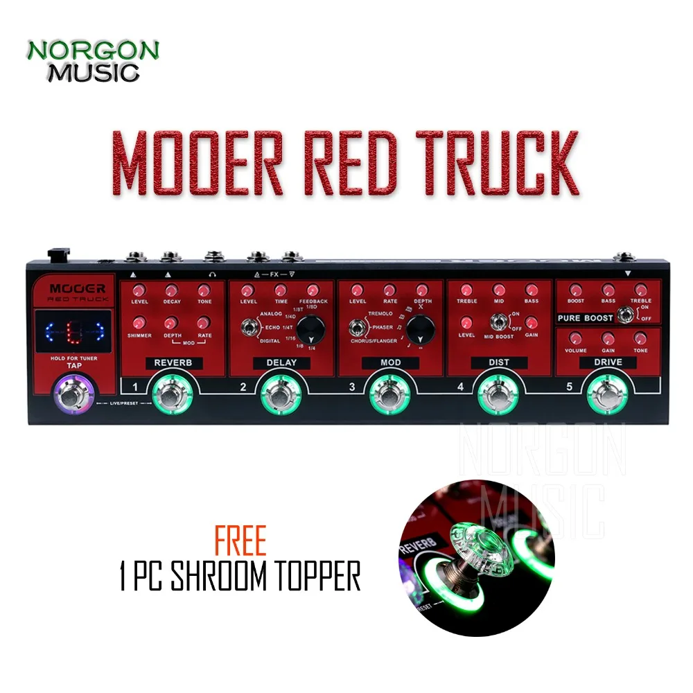 Mooer красный грузовик Электрический педаль для басовых эффектов Педаль Tap Tempo Встроенный тюнер модуляции задержки реверберации искажения