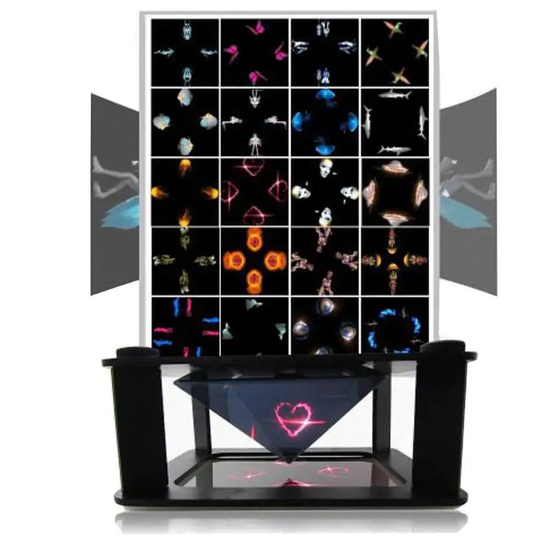 3D عرض هولوغرام نوع تطبيق داخلي العارض الهرم عرض هولوغرام الهرم العارض الفاخرة معرضا للهواتف الذكية