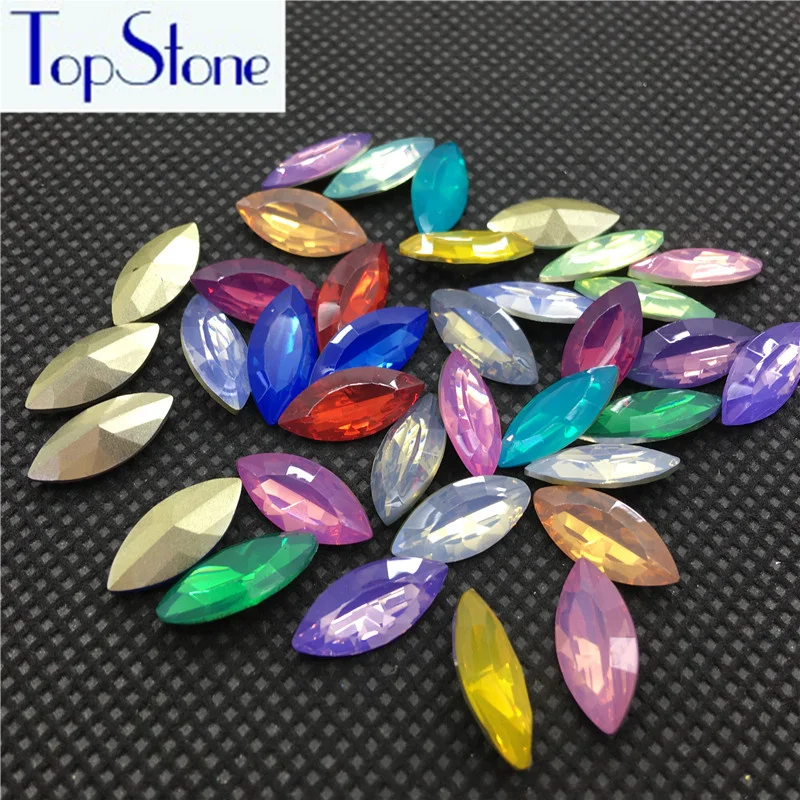 TopStone 5x10 7x15 мм Navette Смола опал Стразы заостренный обратно конский глаз Одежда