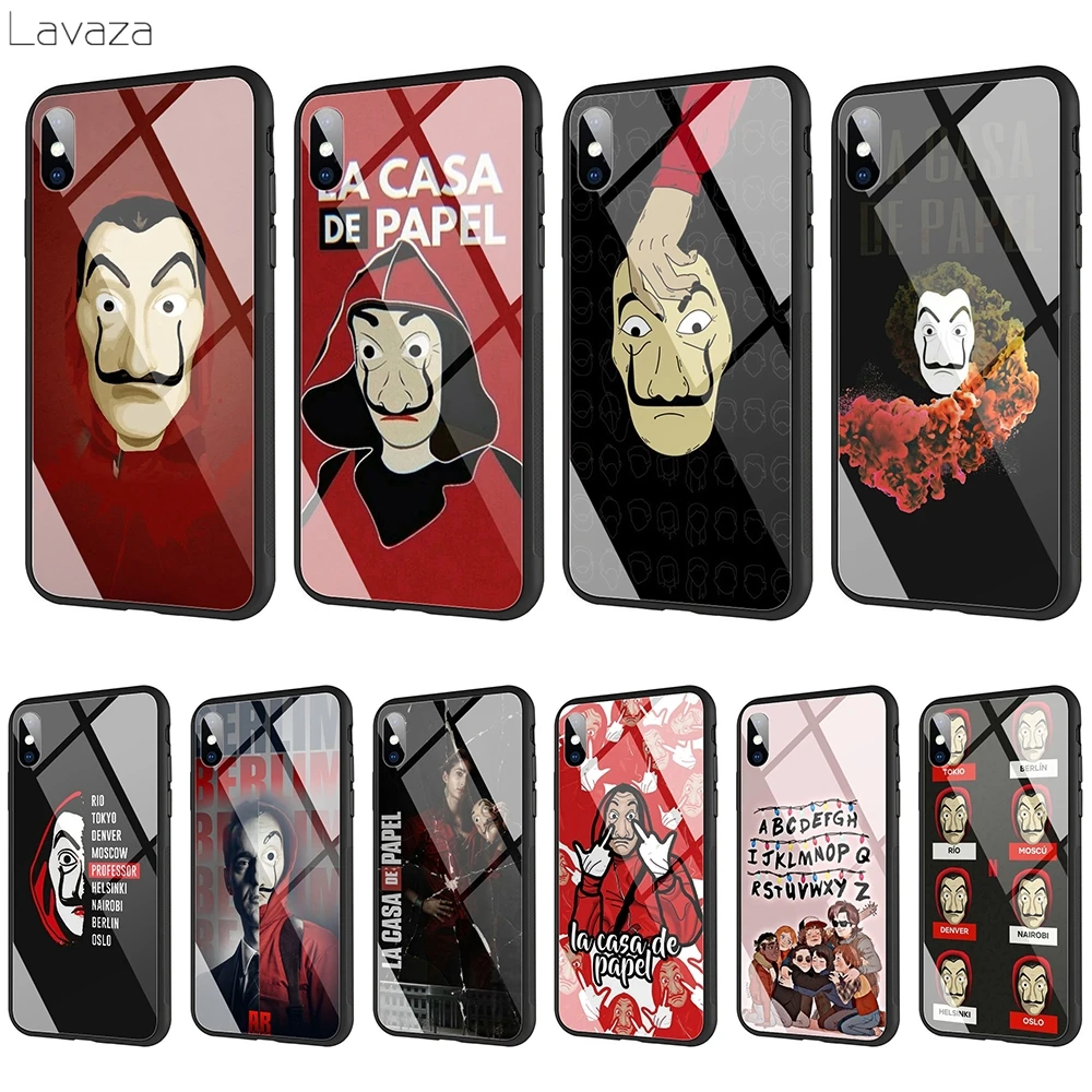 

Lavaza La Casa De Papel Money Heist Tempered glass TPU Case for iPhone XS MAX XR X 8 7 6 6S Plus