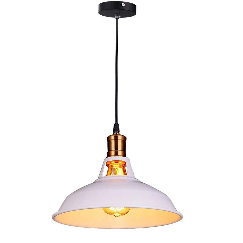 

Retro Industrial Edison Simplicity Chandelier Vintage Ceiling Lamp with Metal Shiny Nordic style Shade (White)