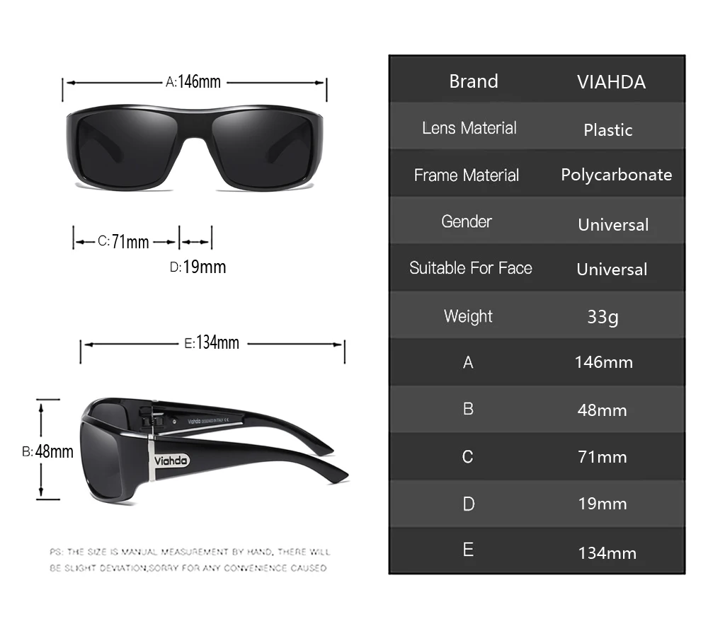 VIAHDA Дизайнерские мужские классические Поляризованные солнцезащитные очки, мужские спортивные очки для рыбалки, очки с защитой от уф400 лучей