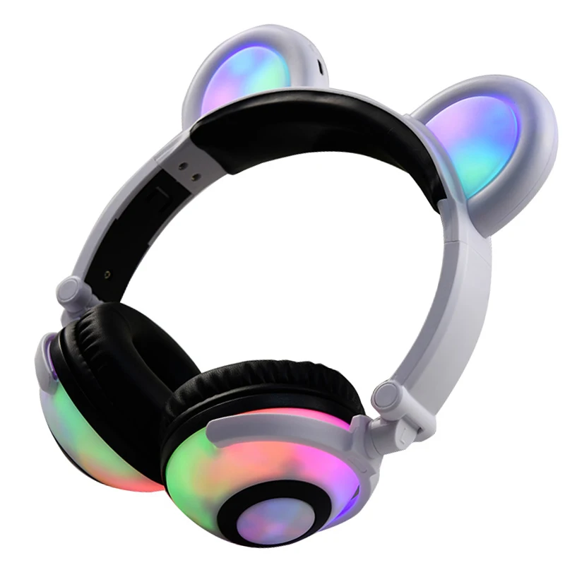 Flashing Glowing Ear Headphone with Microphone Bluetooth Earphone and Light Mode Gaming Headset