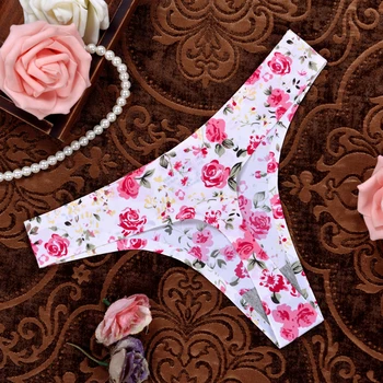

Hot Sale Rose Sexy Women Cotton G String Leopard Thongs Low Waist Sexy T Panties Flower Briefs Ladies Seamless Tanga Underwear