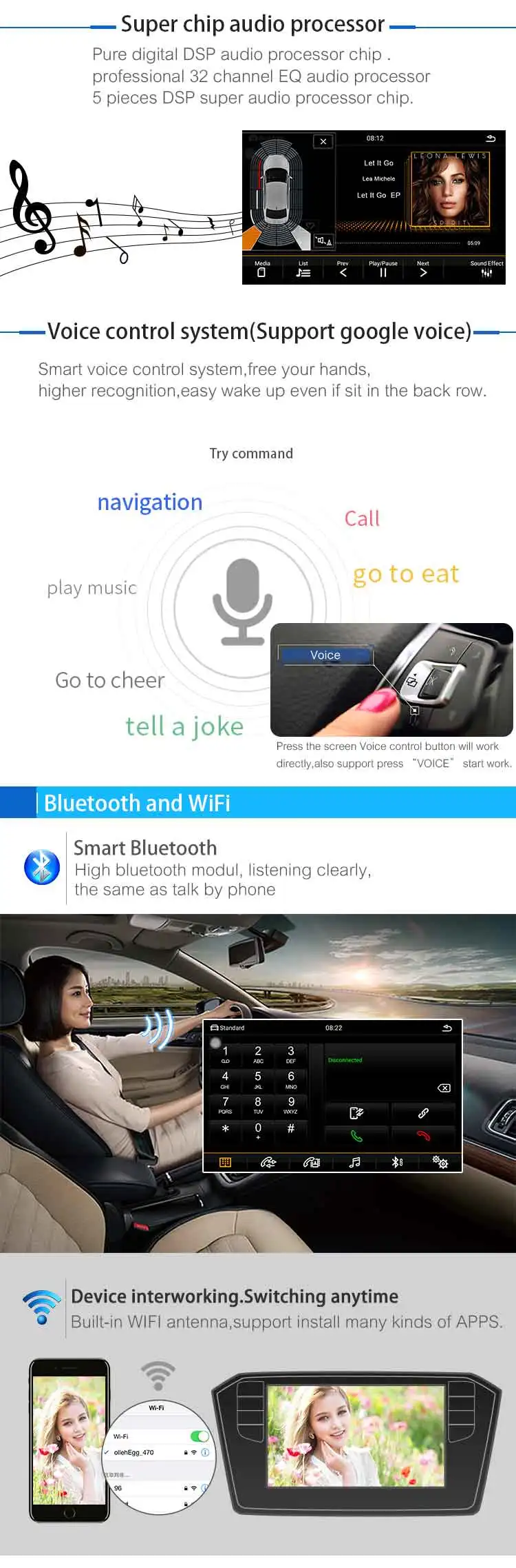 Excellent Car radio navigation car multimedia video android car dvd for VW Lamando 2015-2018 8" 2G/32G Car Radio GPS 5