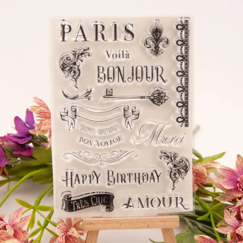 Happy Birthday Flower Silicone Clear Seal Stamp DIY Scrapbooking Embossing Photo Album Decorative Paper Card Craft Art Handmade Gift