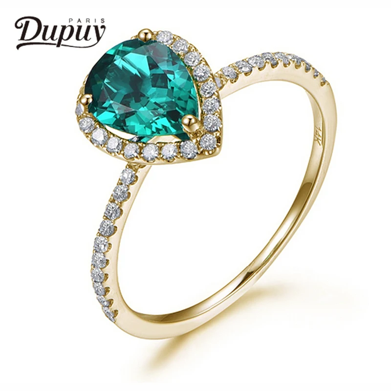 

Dupuy Elegant Diamond Wedding Ring 6*8mm Pear Cut 1.4ct Lab Created Green Emerald Ring Engagement Ring Bague En Diamant D180038