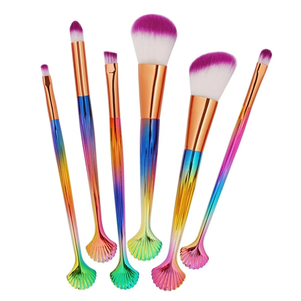 

6pcs/pack Shell Makeup Brushes Set Beauty Tool Soft Eyes Shadow Brow Blush Lip Concealer Cosmetic Make Up Brush Kit