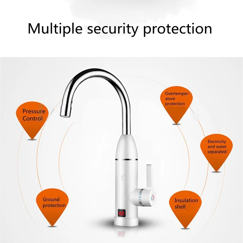 New Kitchen LED Display Electric Hot &Cold Water Instant Heating Mixer Faucet Tap