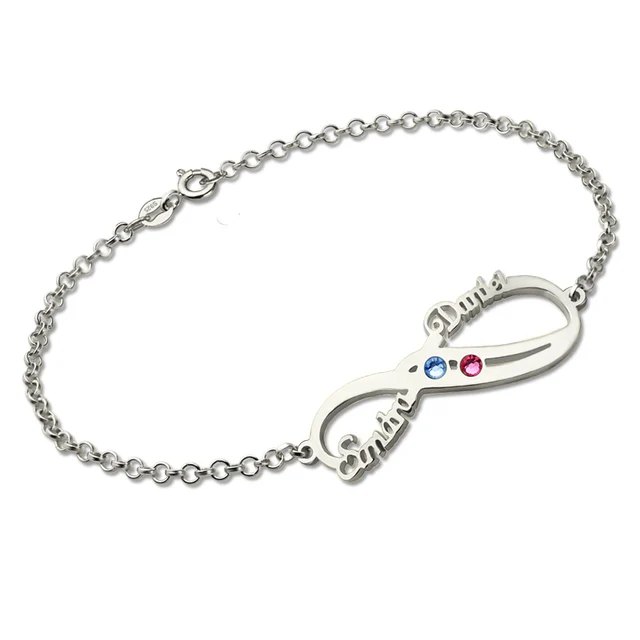 Whole Personalized Infinity Birthstone Bracelet Silver Double Whole Personalized Infinity Birthstone Bracelet Silver Double Name Friendship Jewelry