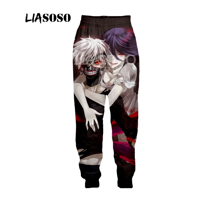 

LIASOSO Autumn New Fashion Men Women 3D Print Anime Tokyo Ghoul Trousers Casual Loose Fitness Pants Unisex Cute Trousers A067-20