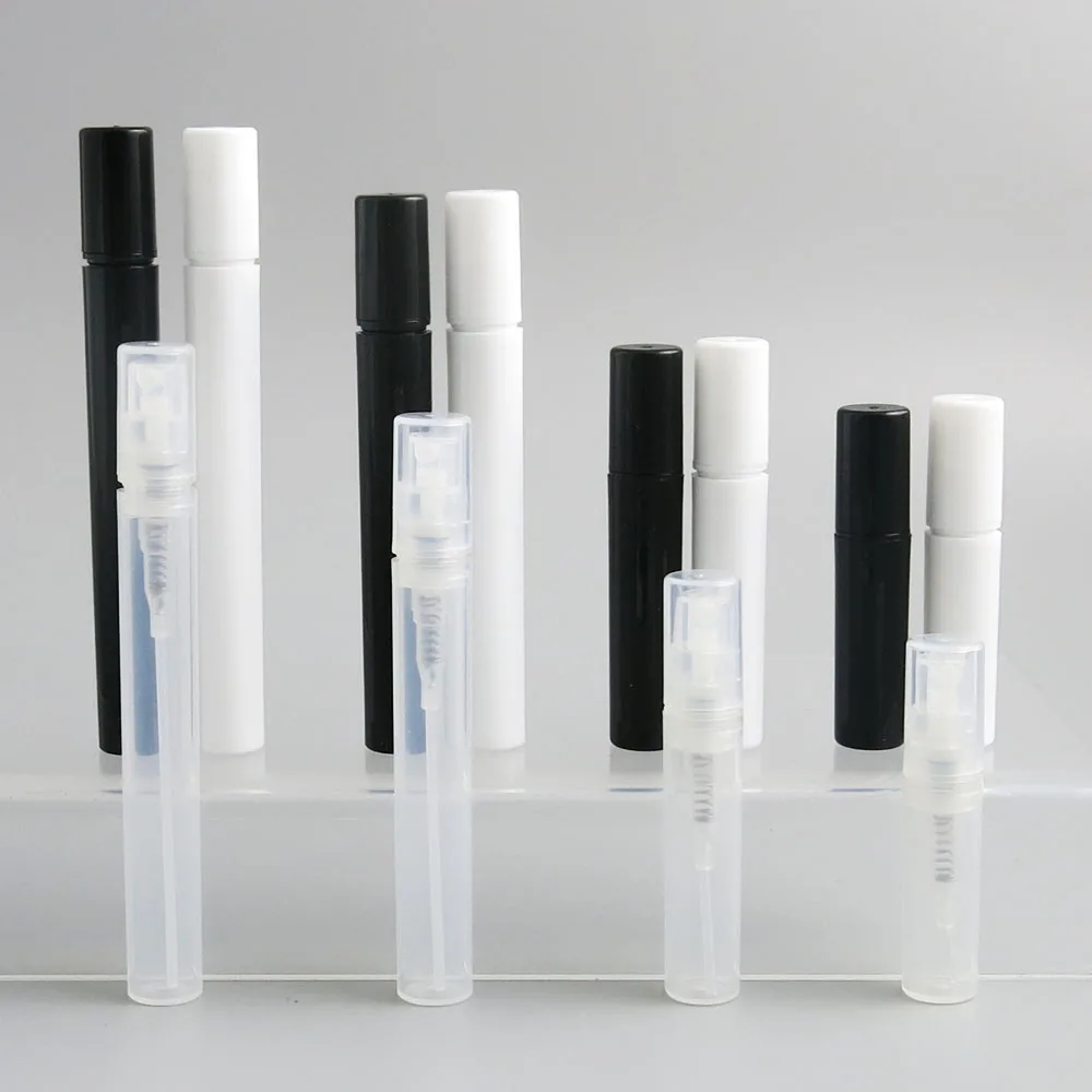 

10pcs x 2ml 3ml 4m 5ml Travel Portable Refillable Plastic Clear White Black Makeup Water Perfume Mist Spray Bottle Containers