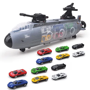 

Toys Car Aircraft Gunship Warship Children's Toy Portable Storage Box Alloy Military Car 1:64 Toy Car Model Set Children Toys