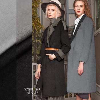

Simple black MIX gray double-layer wool double-sided separable wool fabric autumn and winter coat fabric