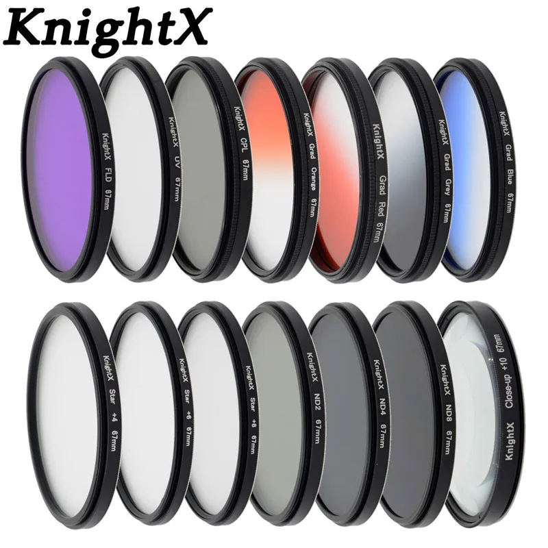 

KnightX 14 filter FLD UV CPL ND ND2 ND4 ND8 Grad lens for Sony Canon Nikon D5300 D5200 D3300 EOS 7D 5D 6D 52MM 58MM 67MM 77MM