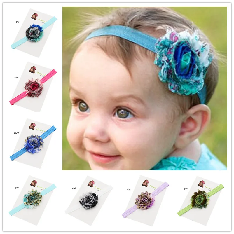 30pcs s Flowers Headbands Children Hair Bow Headband Peacock Shabby