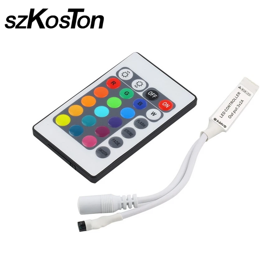 

Mini Universal 24 Keys IR Remote RGB Controller for SMD 3528 5050 RGB LED Strip lights Wireless Infrared Remote Controller