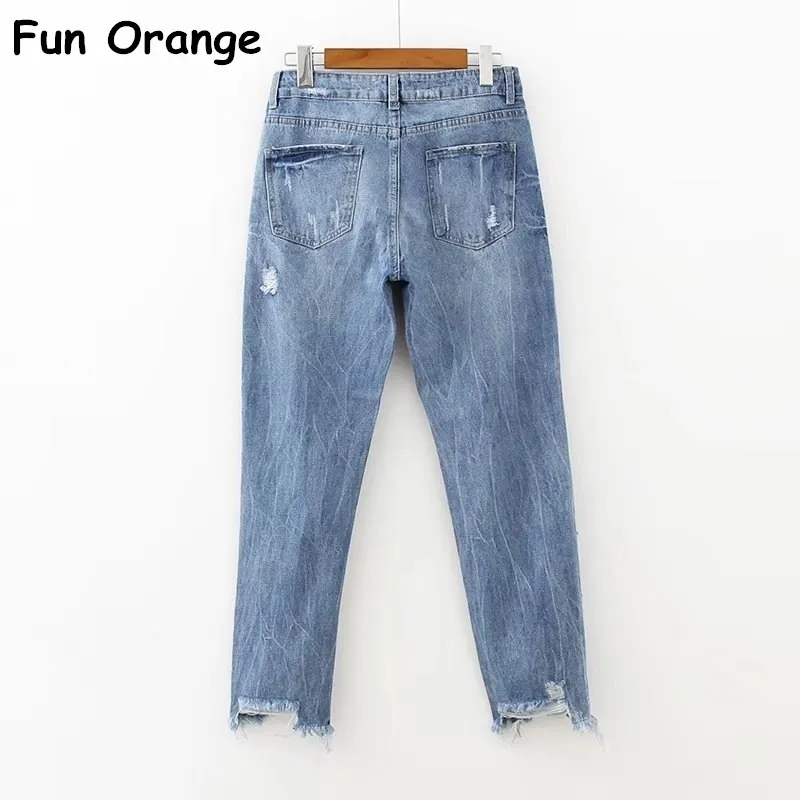 Invierno Mujeres Perlas Naranja Inferior Vaqueros Alta Diversión Mujer Azul Bolsillo Cielo Streetwear Denim 2017 Borlas Casual Cintura Pantalones 7pZd5qx