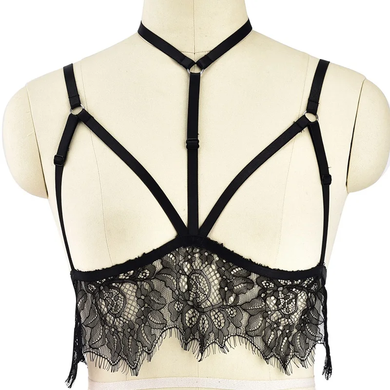Lace Harness Top and Panties Black Elastic Body Harness Open Lingerie Set Erotic Women bdsm Lingerie Open Cup Bra Intimates Lace Harness Top and Panties Black Elastic Body Harness Open Lingerie Set Erotic Women bdsm Lingerie Open Cup Bra Intimates