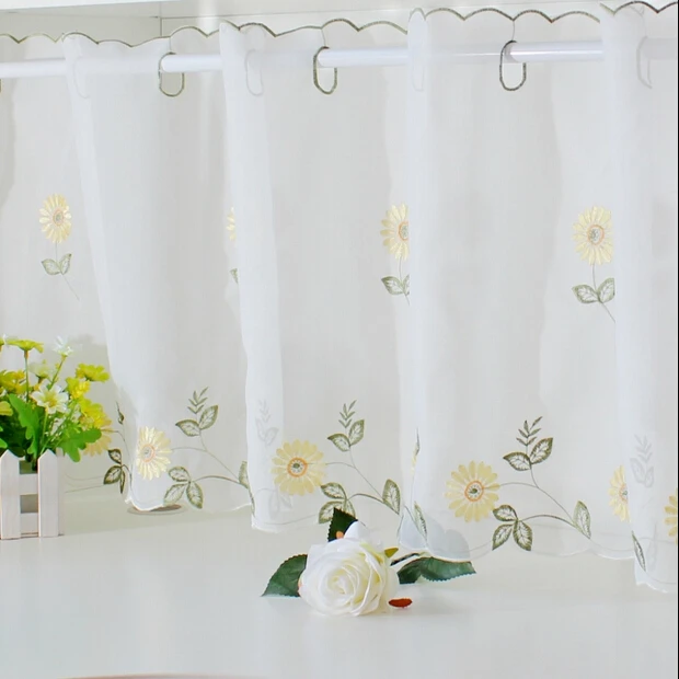 Hot Sale Kitchen Curtain Blind Balloon Curtains Tulle Organza Flower Roman Curtains Sheer Home