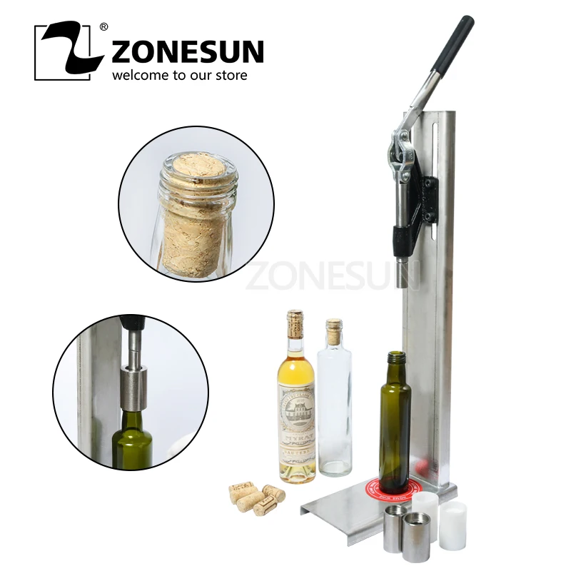 

ZONESUN Manual Stainless Steel Corkers Wine Corking Machine Capping Tool Brewed Wine Bottle Cork Press Inserting Machine