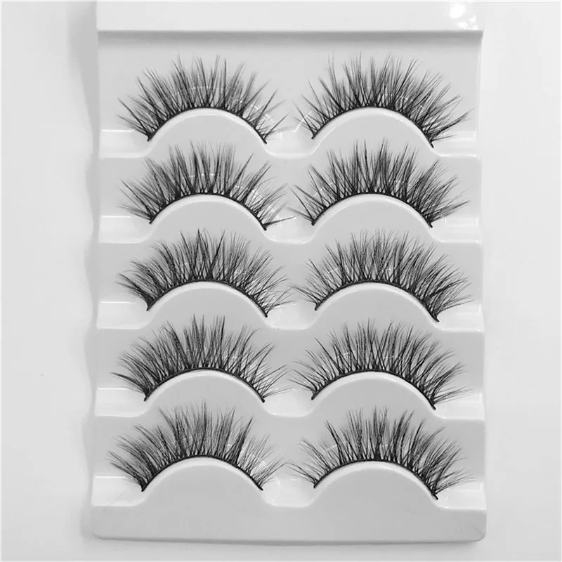 

5 pairs Handmade 3D Water Mink False Eyelashes Cross Messy Dense Natural Eye Lashes Stage Makeup False Eyelashes 2019 New