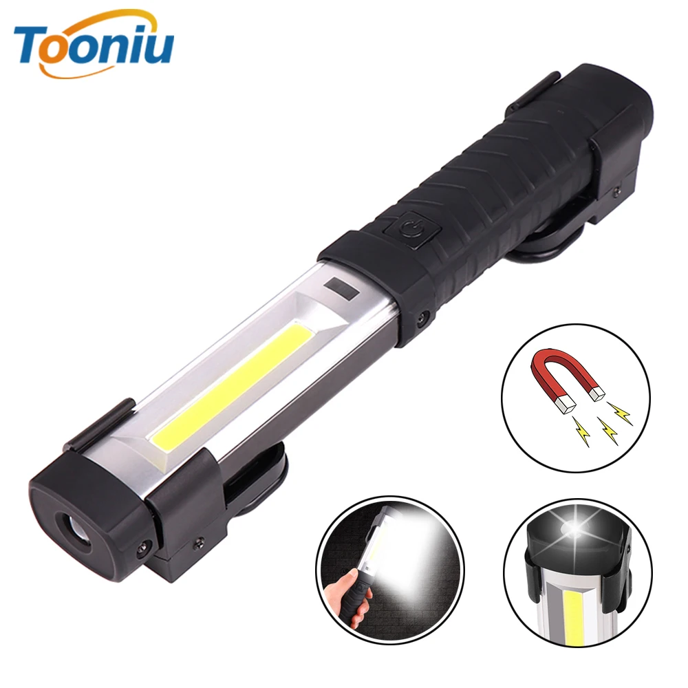 

USB Rechargeable COB work light Glare LED Flashlight With a powerful magnet and Hook Suitable for camping, maintenance,etc.