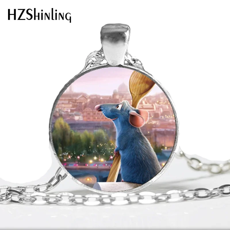 

NS-00621 New Fashion Ratatouille Pendant Little Chef Remy Necklace Glass Photo Cabochon Necklace HZ1
