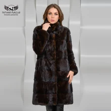 Новое поступление, популярное Женское пальто из натурального меха, зимнее теплое длинное пальто из меха норки, приталенная модная роскошная женская куртка на осень и зиму