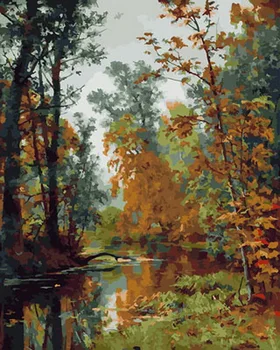 

Unframe diy picture oil paintings by numbers paint by number for home decor canvas painting 5065cm autumn leaf