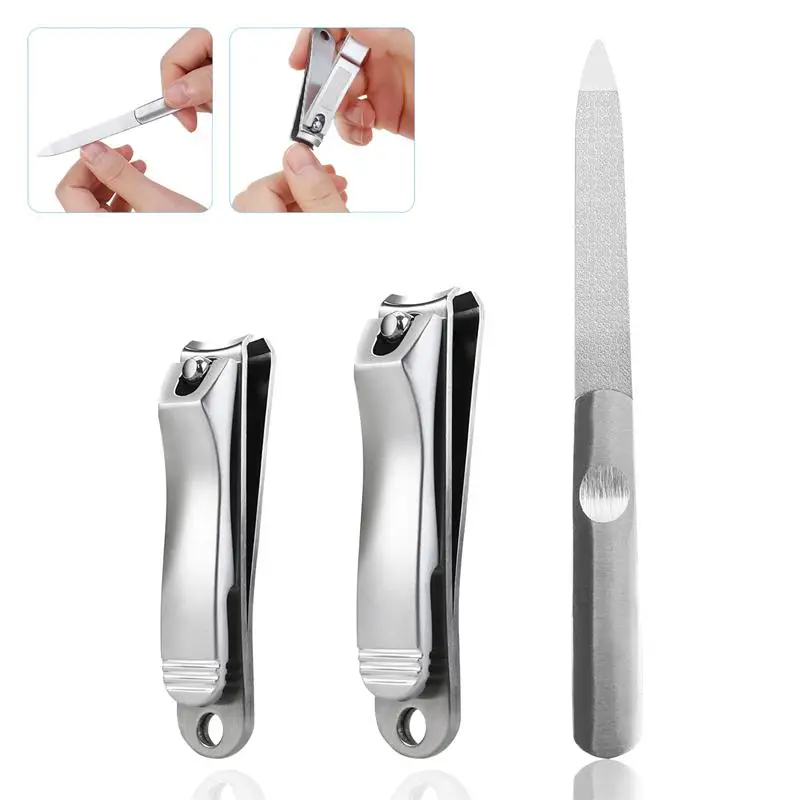 3pcs Nail Clippers Fingernail Toenail Clipper and File Set Nail Tool