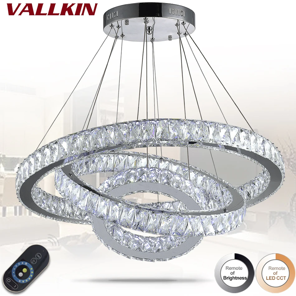 Modern LED Crystal Pendant Light Hanging Lights Circle Suspension