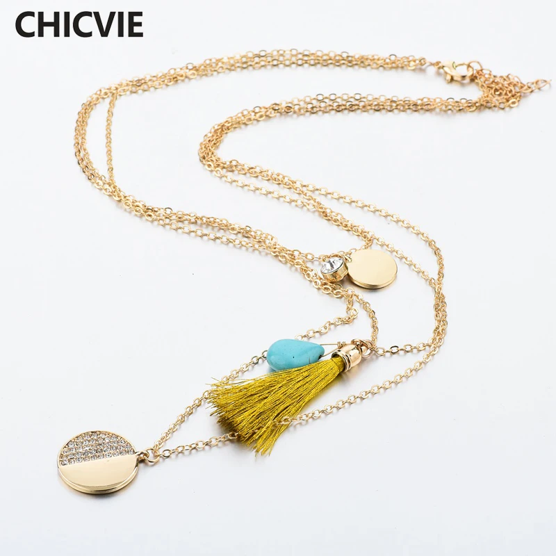 

CHOKER 2016 New Fashion Maxi Necklace Turquoise Multilayer Necklaces & Pendants Choker tassel Woman Super Jewelry SNE160058
