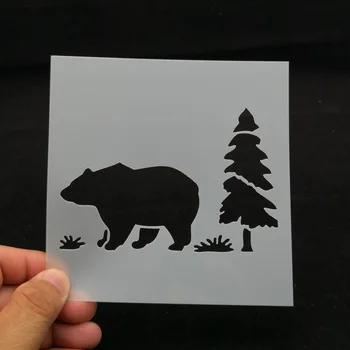 

13*13 Polar beer tree pvc Layering Stencils for Diy scrapbook coloring,painting stencil,home decor diy etc. Product image