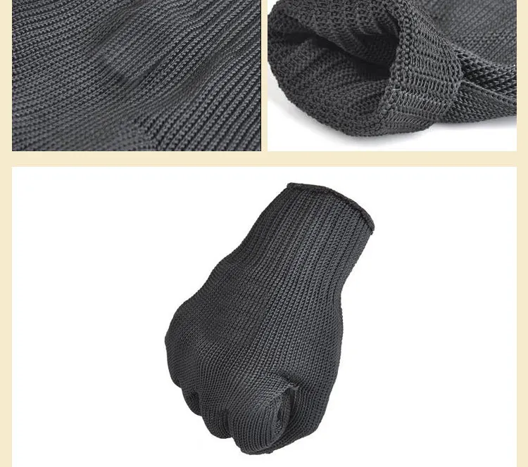 Черный Защитные перчатки порезов Stab Устойчив Проволока из нержавеющей стали Металлической Сетки Мясник