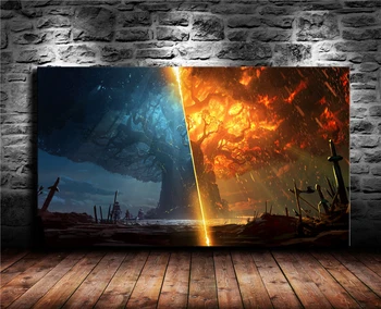 

Game Poster Print Teldrassil Burning World of Warcraft Battle for Azeroth Canvas Painting Fan Art Wall Decor Cuadros Decorcion