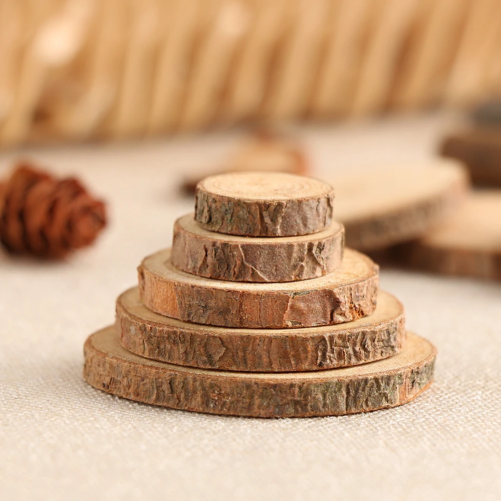 50 шт./компл. 2-4 см является допустимой, выращиваемого на древесном бревне ломтики диски для поделки своими руками Свадебные украшения деревянный декор