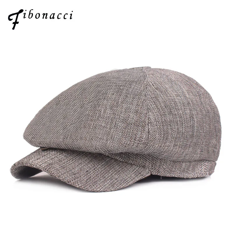 

Fibonacci 2019 New Vintage Cotton Linen Men Beret Hat Flatcap Ivy Summer Newsboy Cap