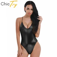 ChicTry женский Блестящий лакированный кожаный балетный купальник для взрослых на тонких бретелях гимнастический купальник сексуальный боди танцевальный сценический костюм