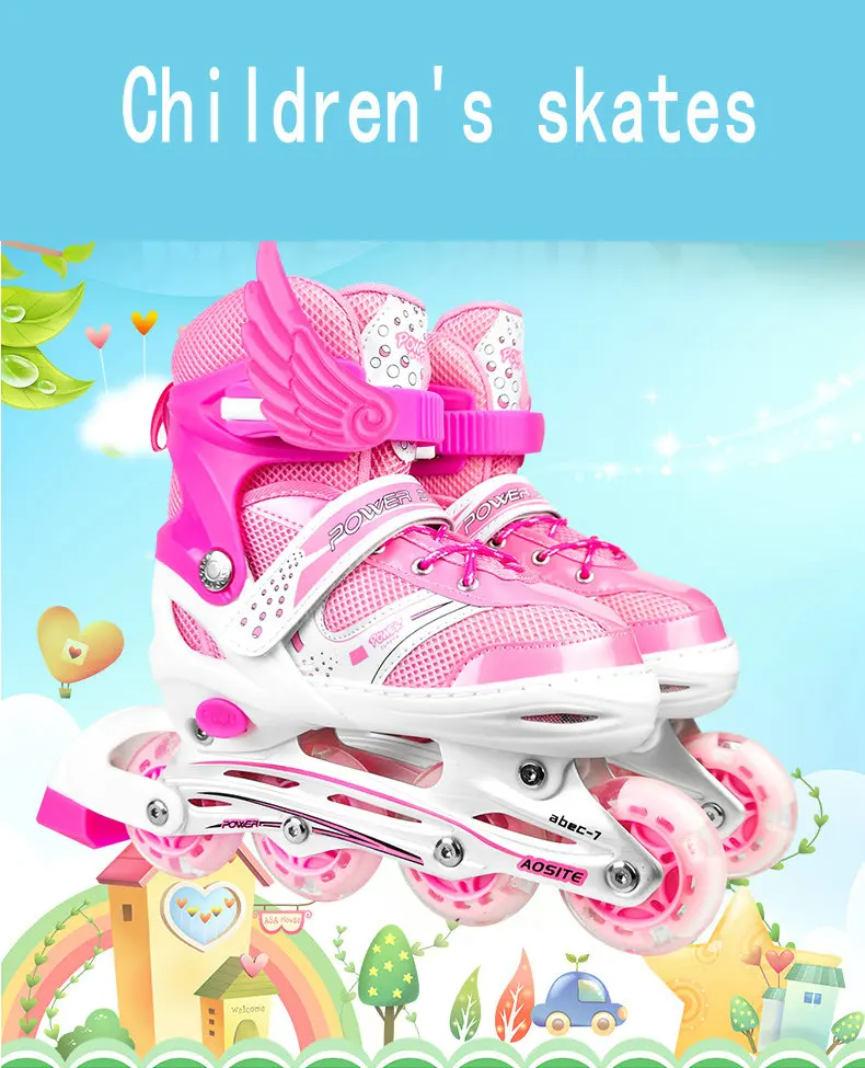 Одиночный рядовой ролик коньки для взрослых детей мальчиков и девочек ПВХ 4 колеса мигает Спорт на открытом воздухе